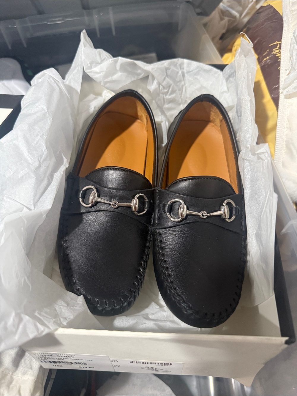 Gucci Black Leather Horsebit Kid's Loafers